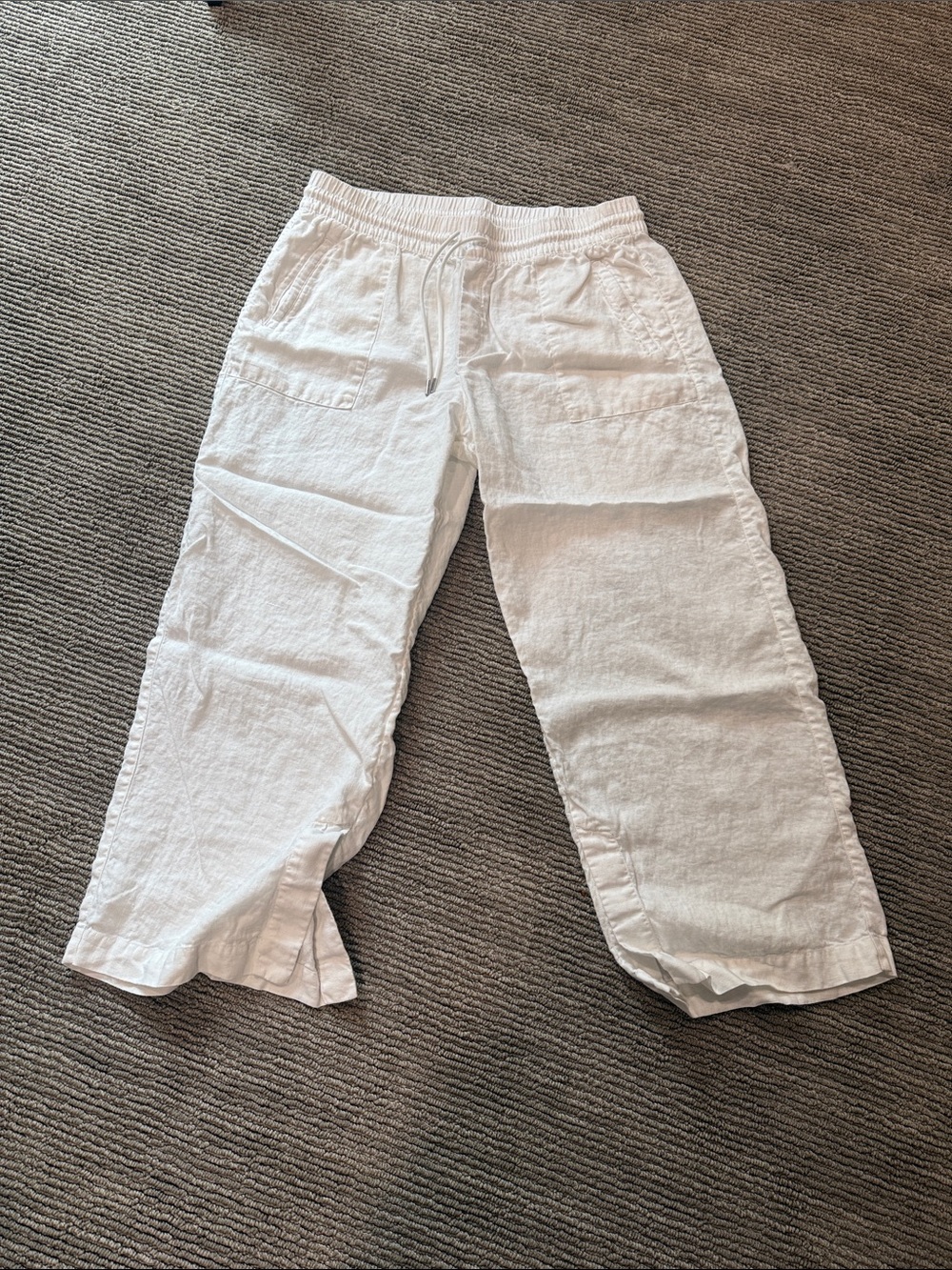 XL - Athleta - White Linen Drawstring Casual Pants